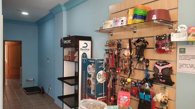 Ondina Vet Practice reception with pet products and accessories